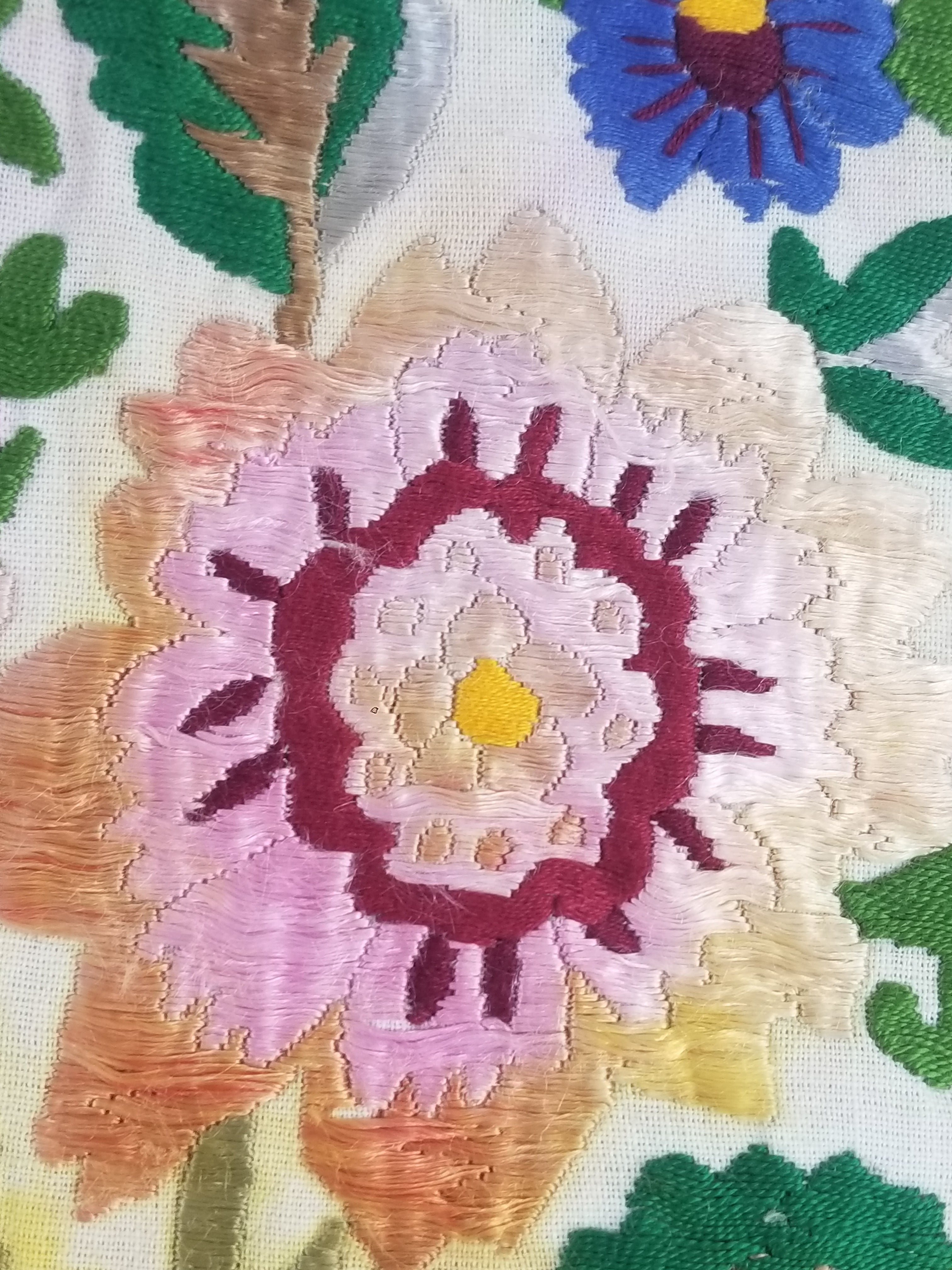 Antique Hunagrian Matyo Hand Embroidered Floral Textile 79x55cm