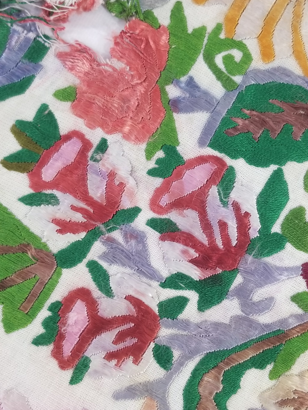 Antique Hunagrian Matyo Hand Embroidered Floral Textile 79x55cm