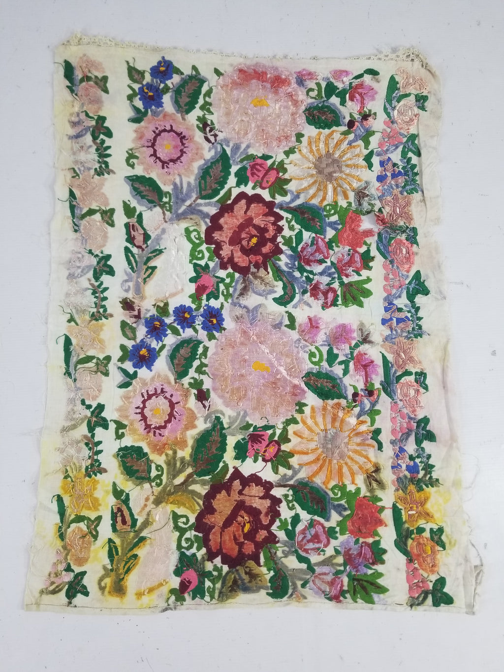 Antique Hunagrian Matyo Hand Embroidered Floral Textile 79x55cm