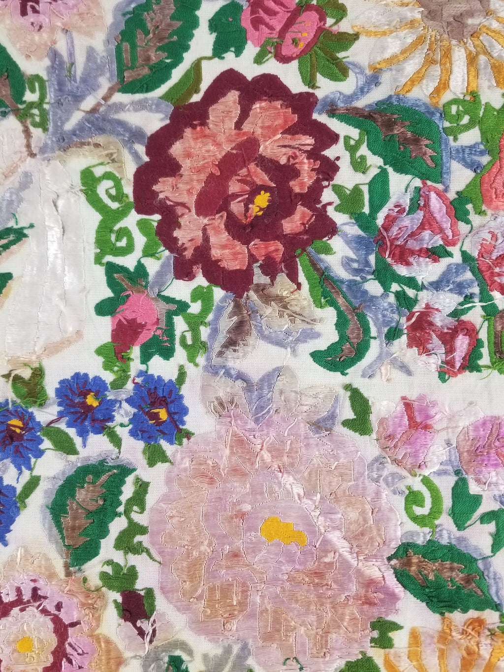 Antique Hunagrian Matyo Hand Embroidered Floral Textile 79x55cm