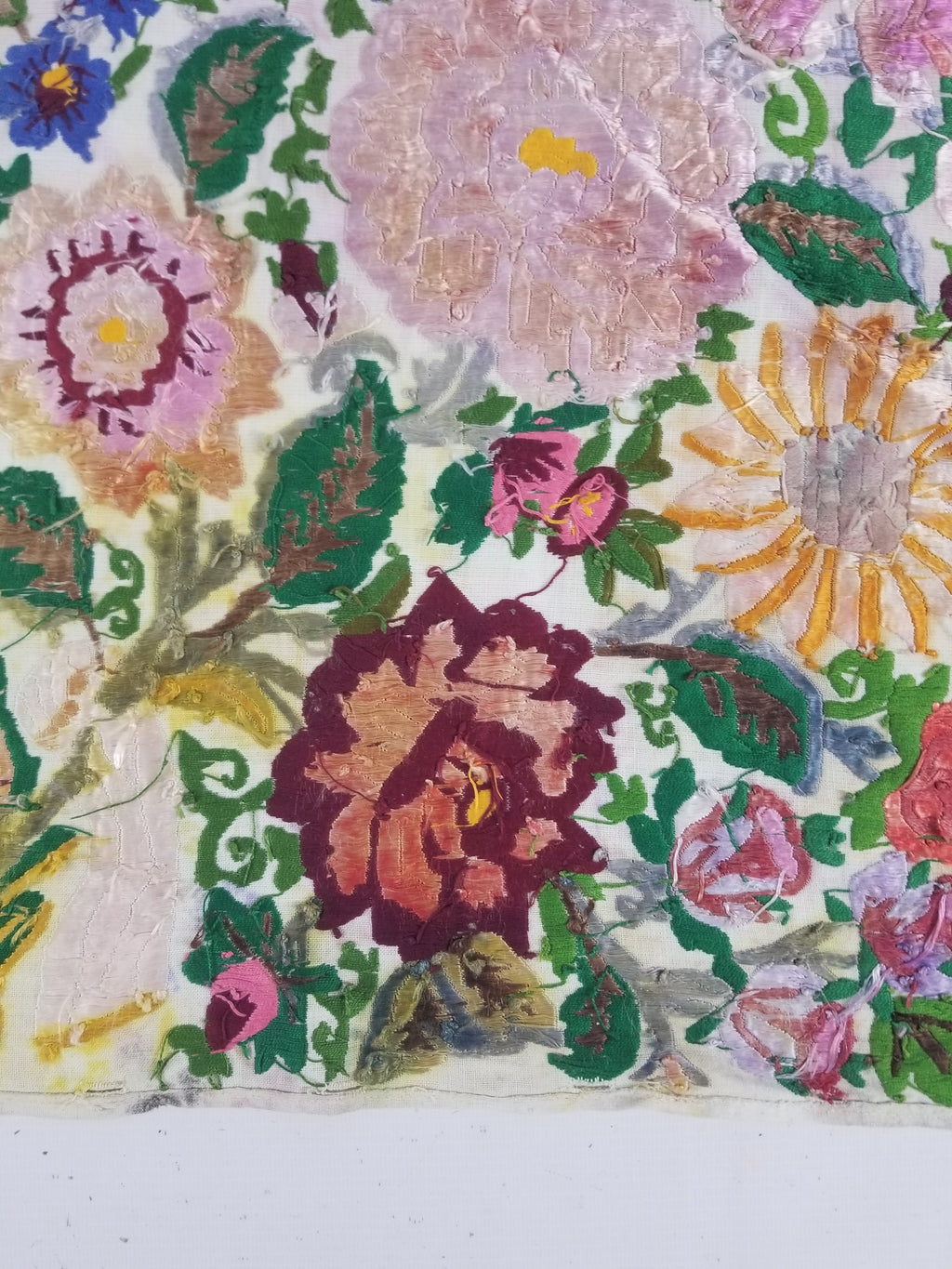 Antique Hunagrian Matyo Hand Embroidered Floral Textile 79x55cm