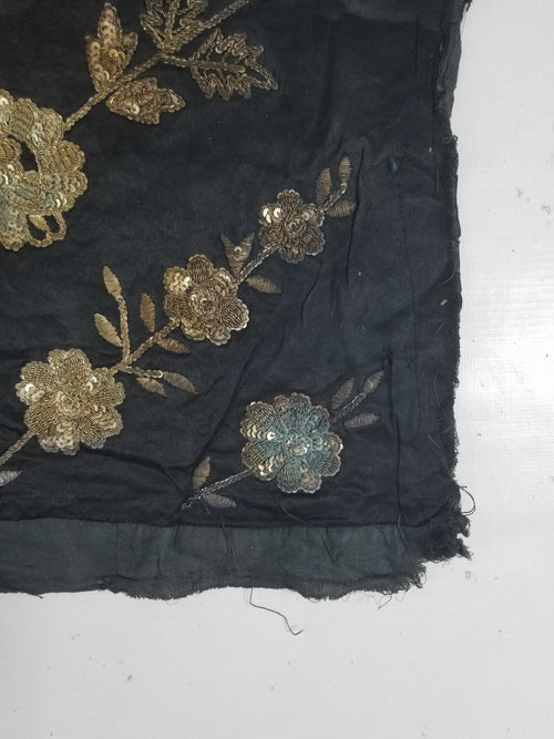 Antique European Metallic Embroidered Floral Textile 121x115cm