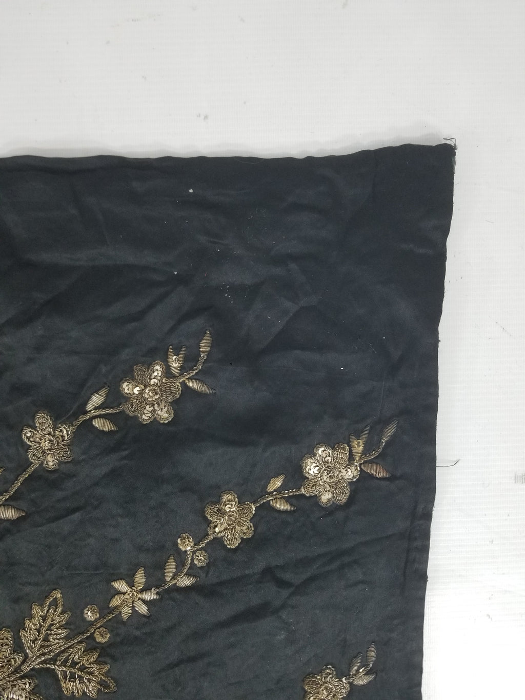 Antique European Metallic Embroidered Floral Textile 121x115cm