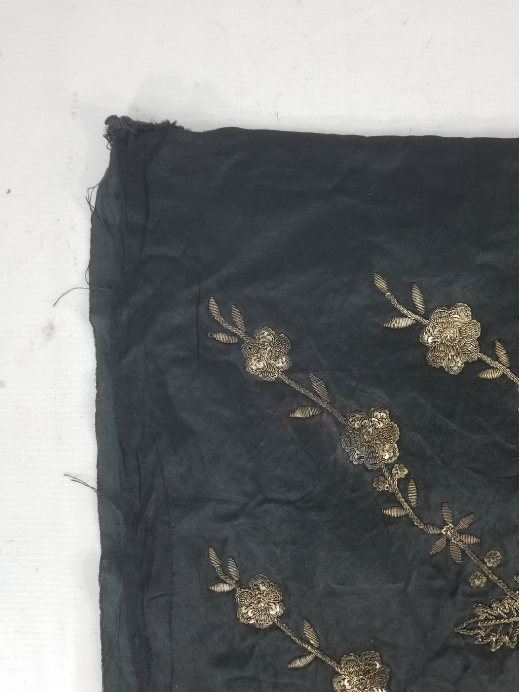 Antique European Metallic Embroidered Floral Textile 121x115cm