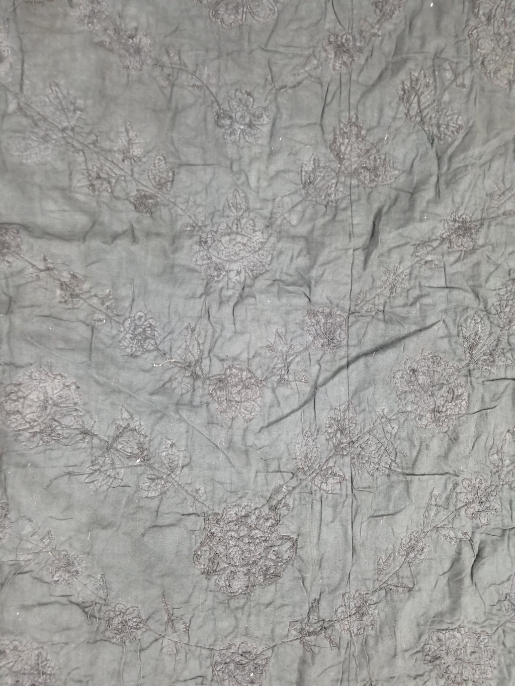 Antique European Metallic Embroidered Floral Textile 121x115cm