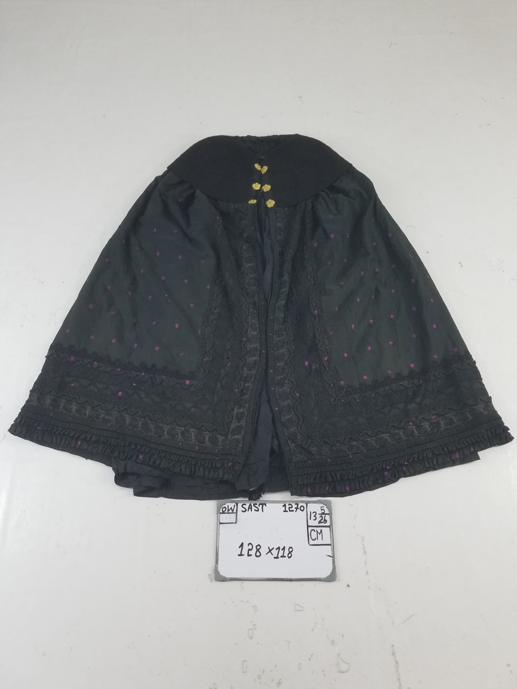 Vintage Victorian Floral Embroidery Gold Frog Closures Cape Cloak 128x118cm