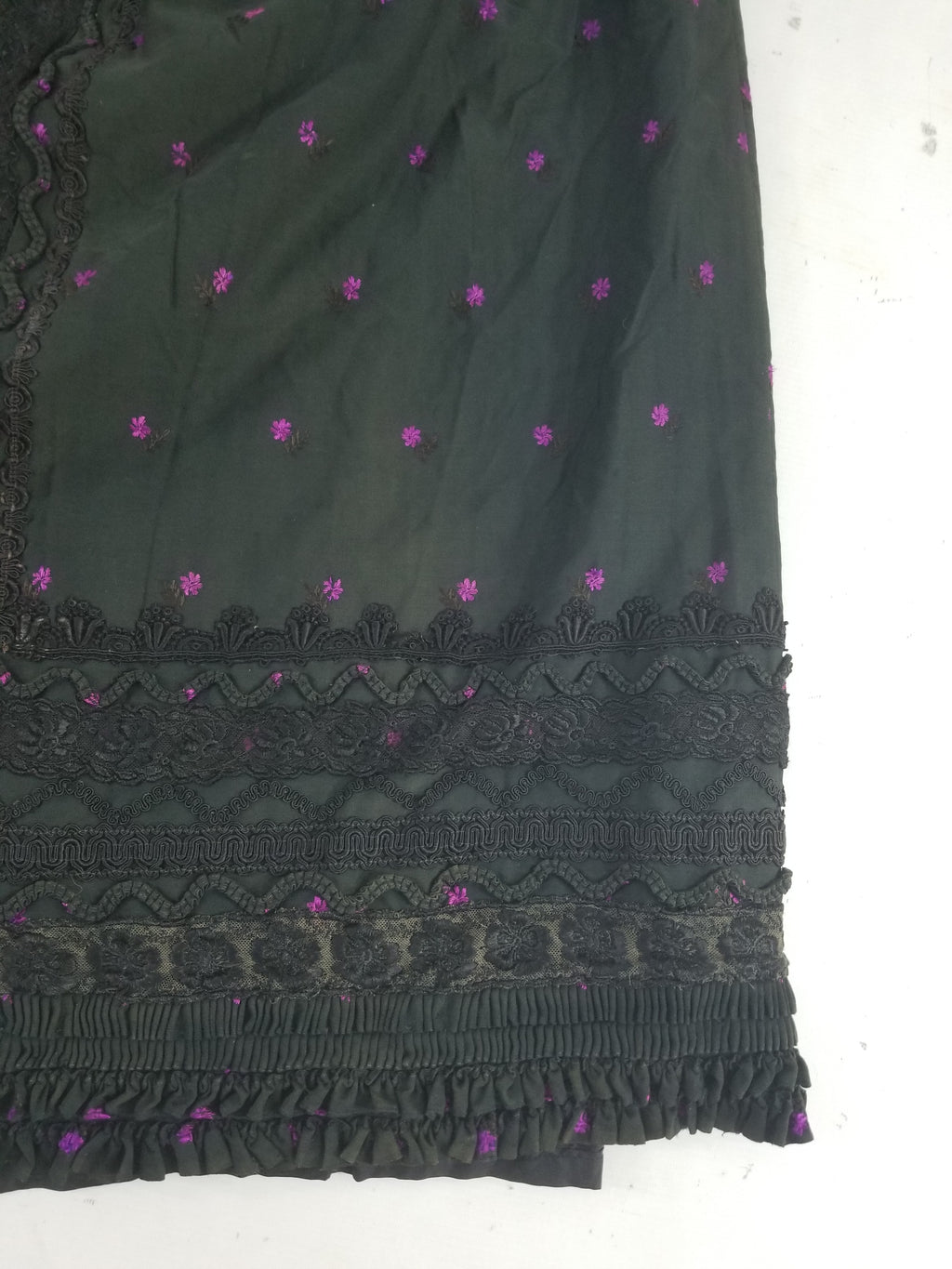 Vintage Victorian Floral Embroidery Gold Frog Closures Cape Cloak 128x118cm