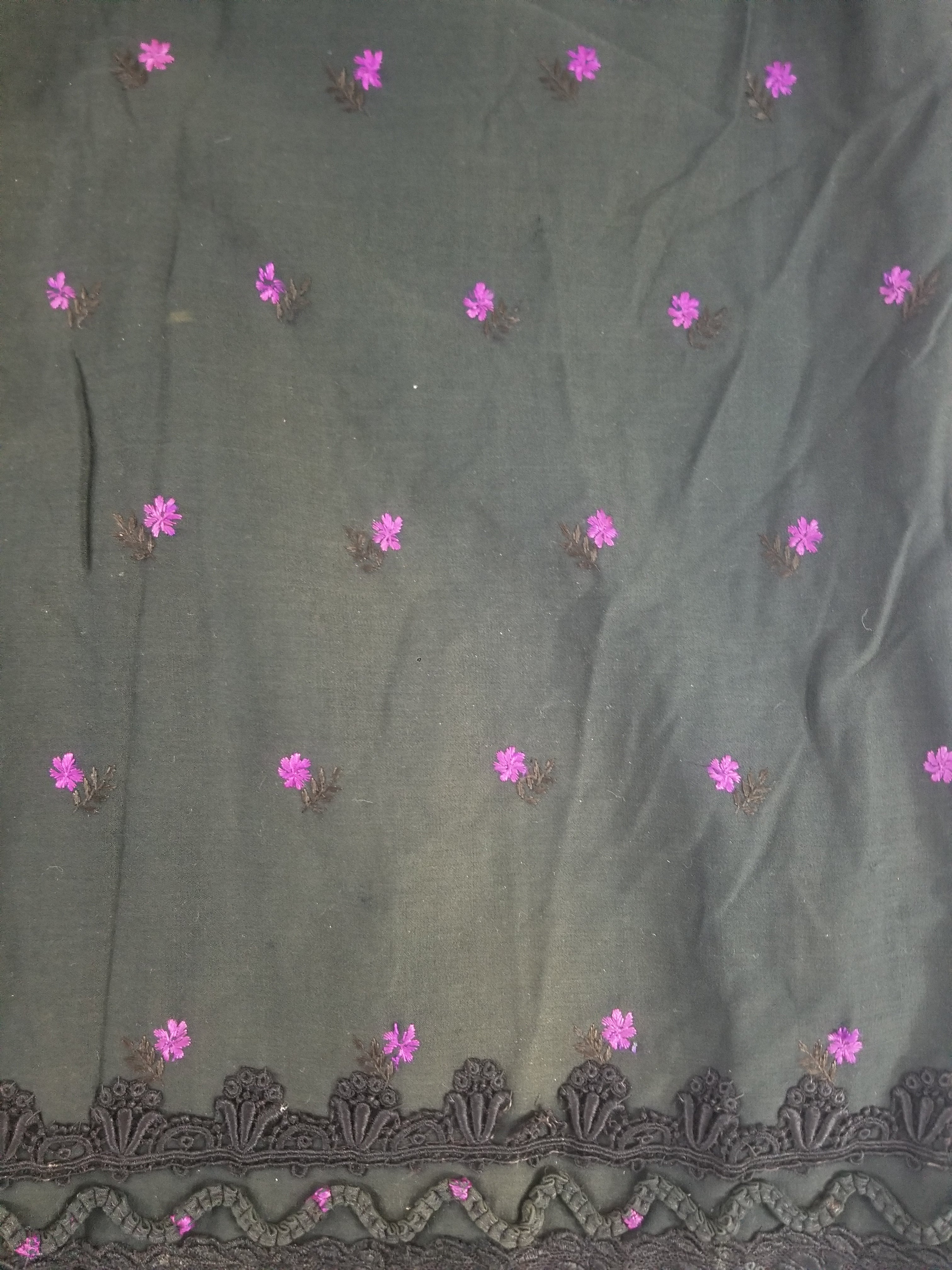 Vintage Victorian Floral Embroidery Gold Frog Closures Cape Cloak 128x118cm