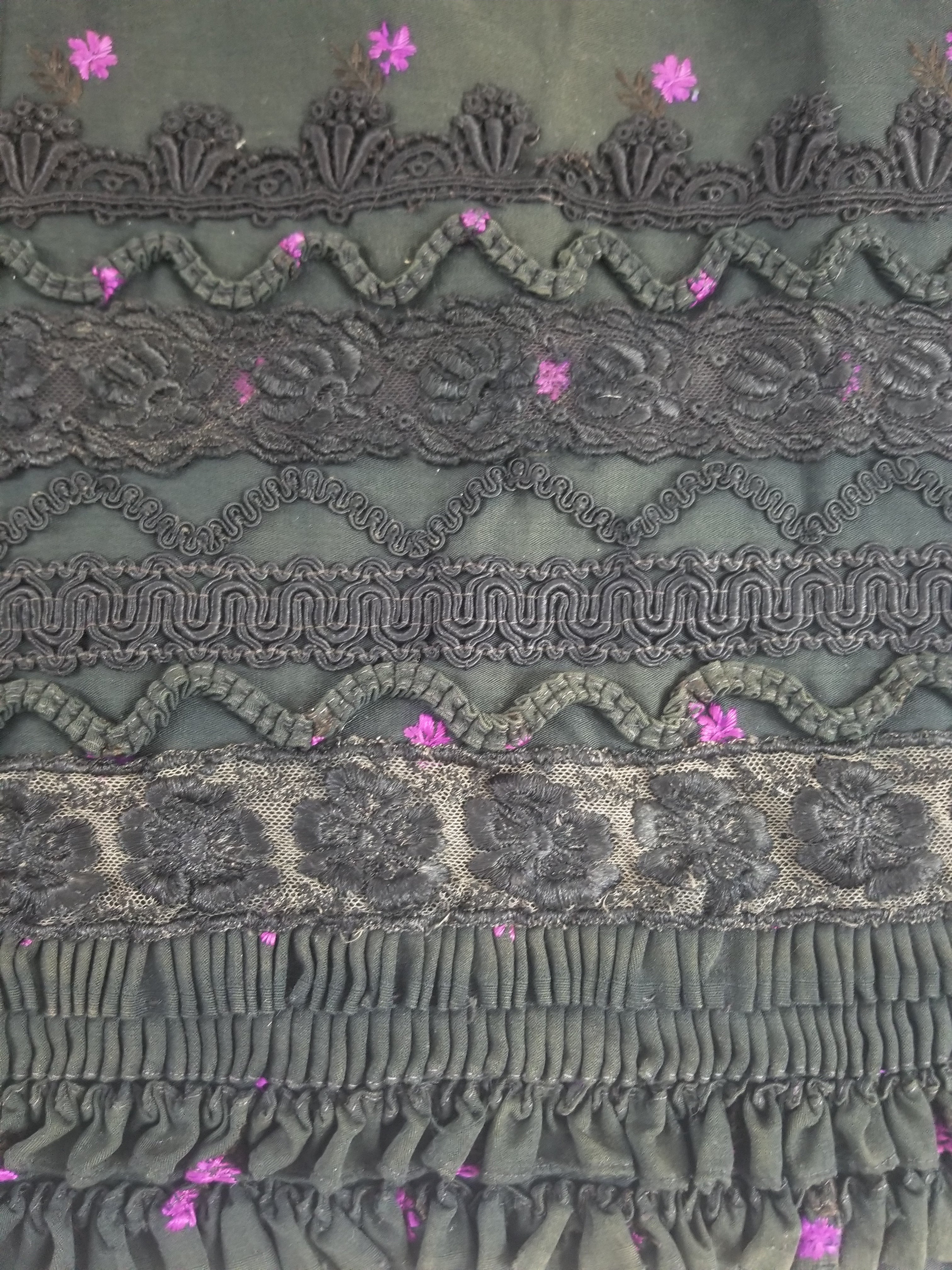 Vintage Victorian Floral Embroidery Gold Frog Closures Cape Cloak 128x118cm