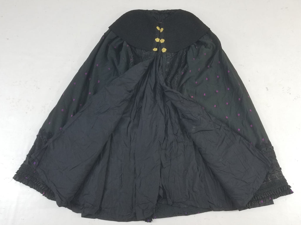 Vintage Victorian Floral Embroidery Gold Frog Closures Cape Cloak 128x118cm