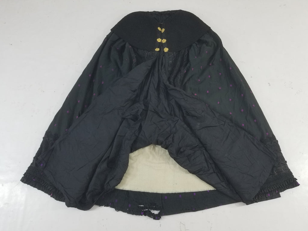 Vintage Victorian Floral Embroidery Gold Frog Closures Cape Cloak 128x118cm