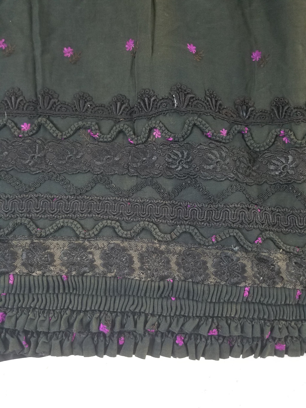 Vintage Victorian Floral Embroidery Gold Frog Closures Cape Cloak 128x118cm