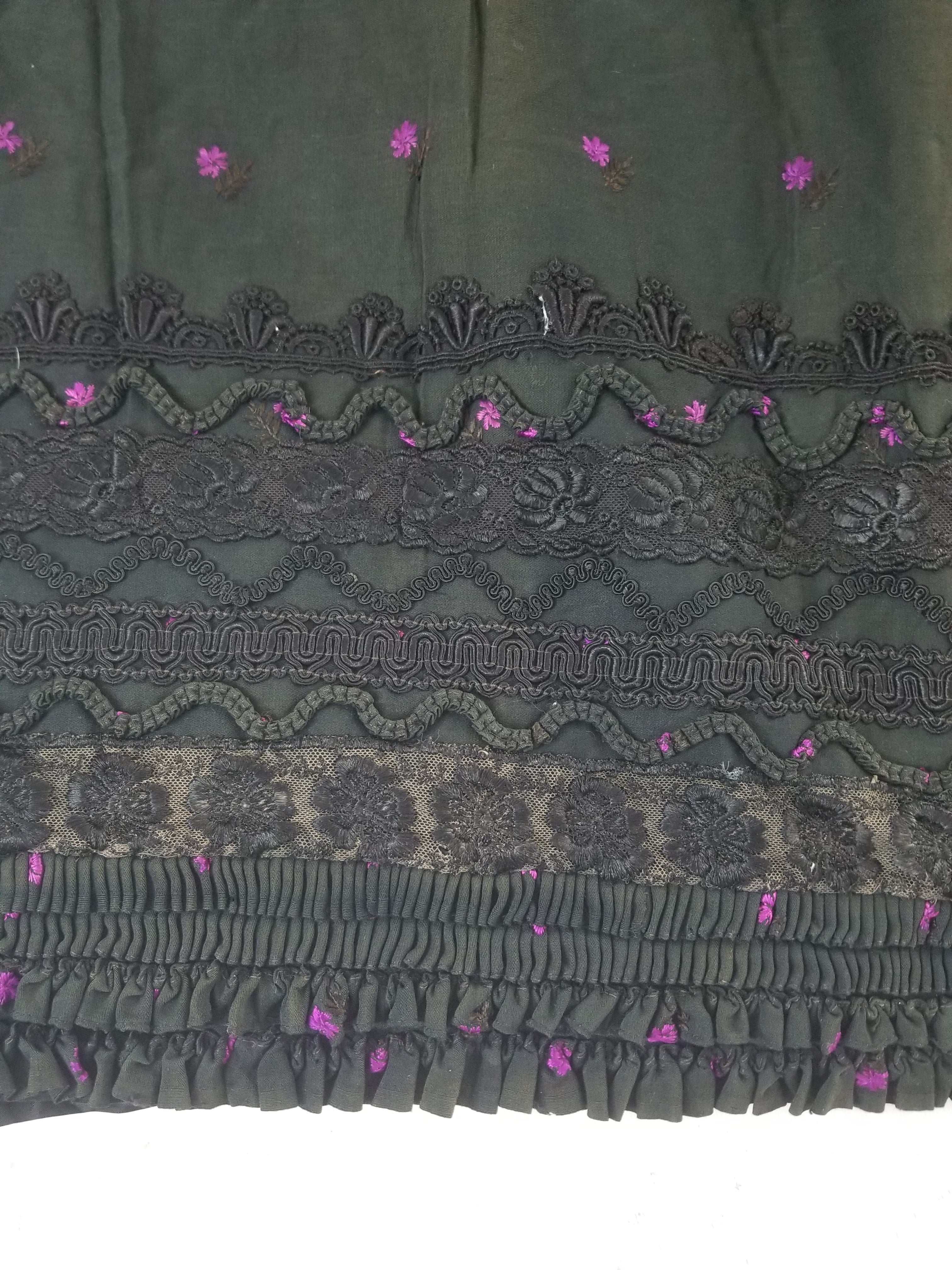 Vintage Victorian Floral Embroidery Gold Frog Closures Cape Cloak 128x118cm