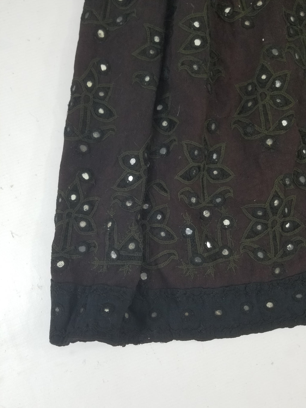 Vintage Traditional Indian Embroidered Mirrorwork Mini Skirt 78x71cm