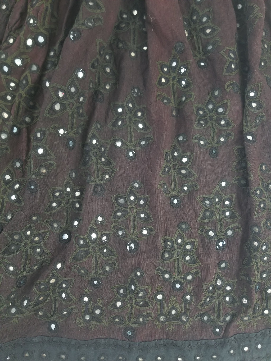Vintage Traditional Indian Embroidered Mirrorwork Mini Skirt 78x71cm