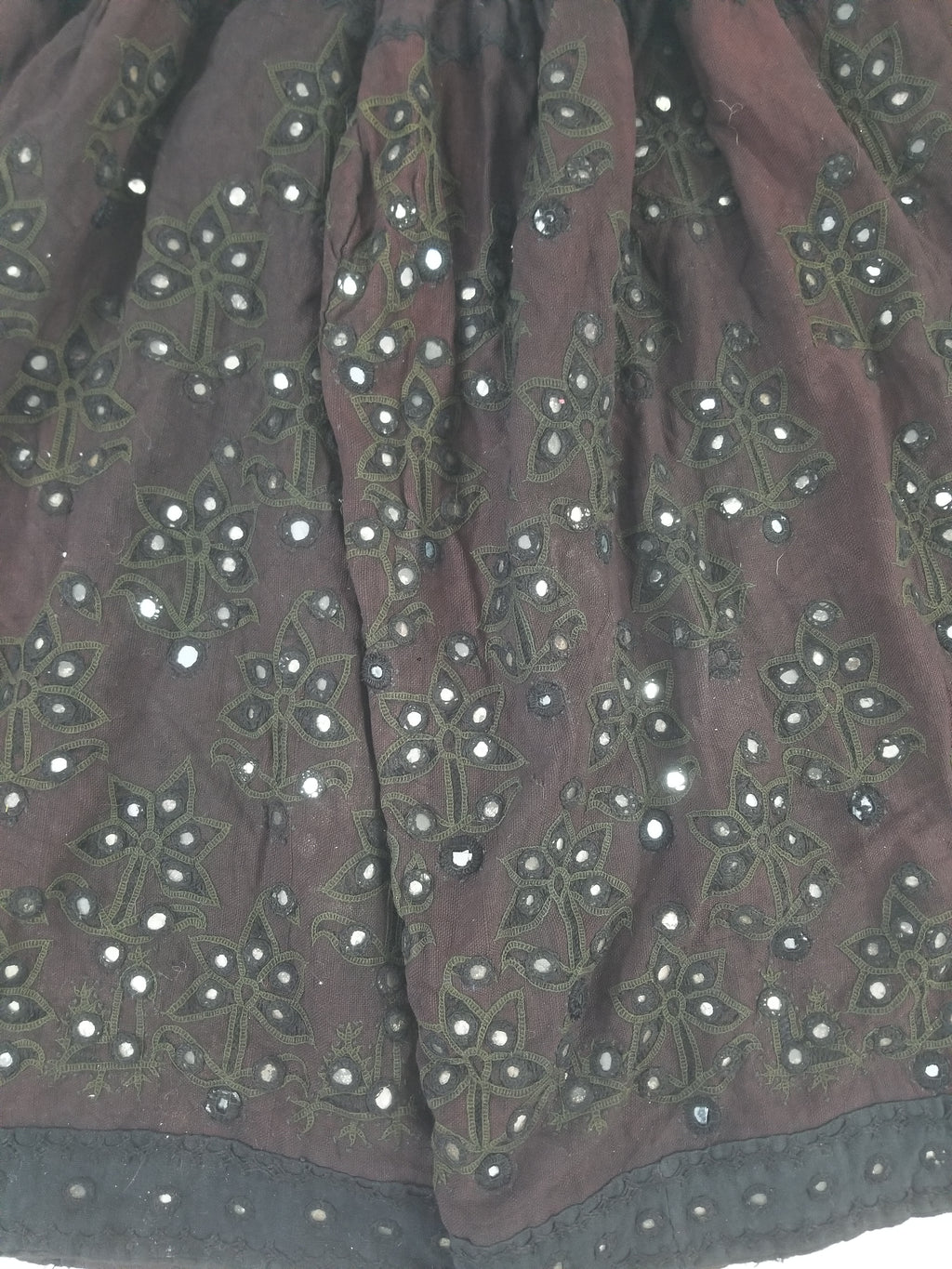Vintage Traditional Indian Embroidered Mirrorwork Mini Skirt 78x71cm