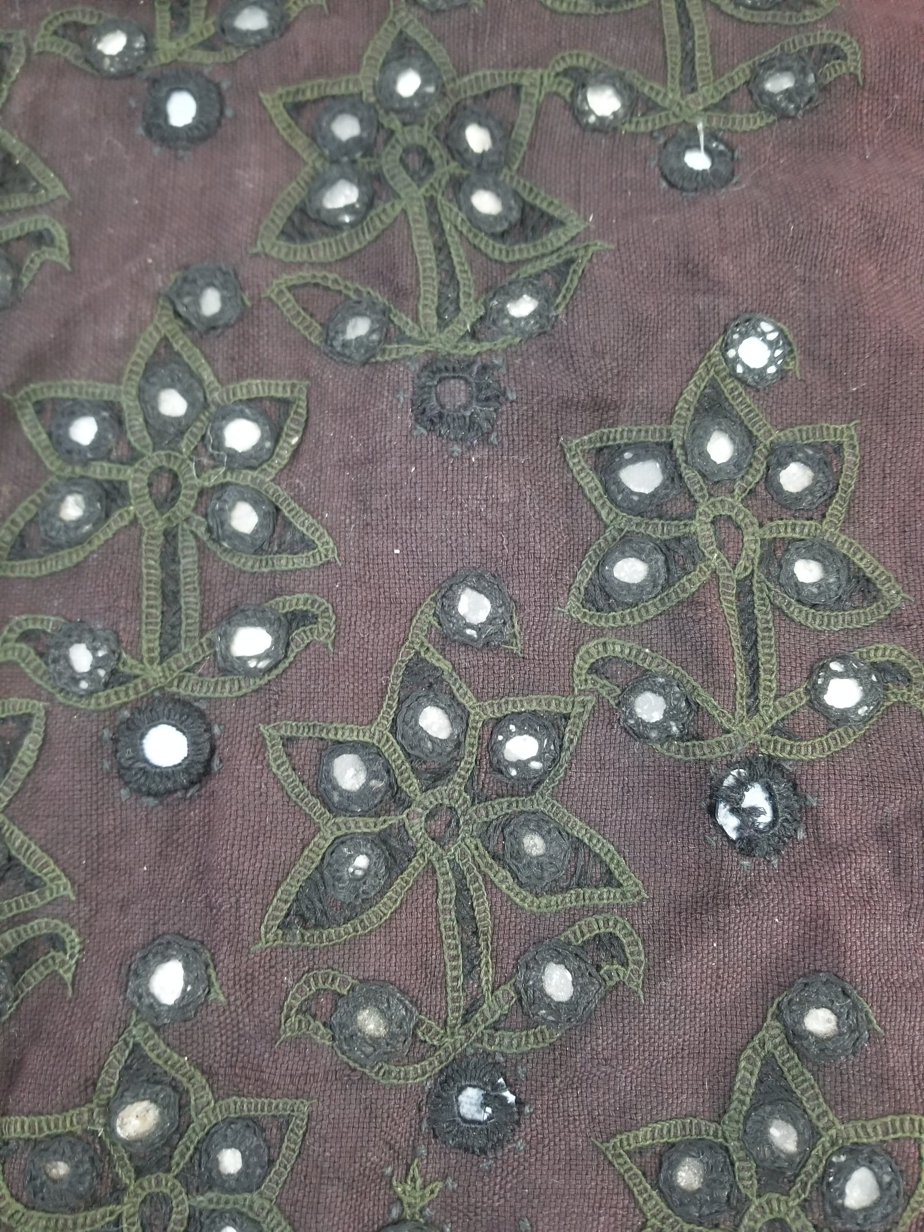 Vintage Traditional Indian Embroidered Mirrorwork Mini Skirt 78x71cm