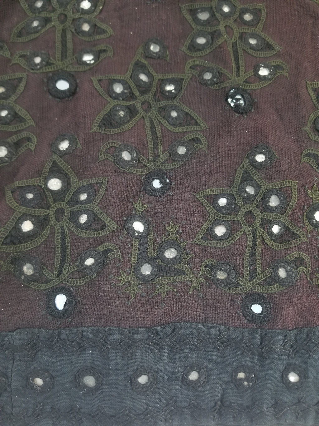 Vintage Traditional Indian Embroidered Mirrorwork Mini Skirt 78x71cm