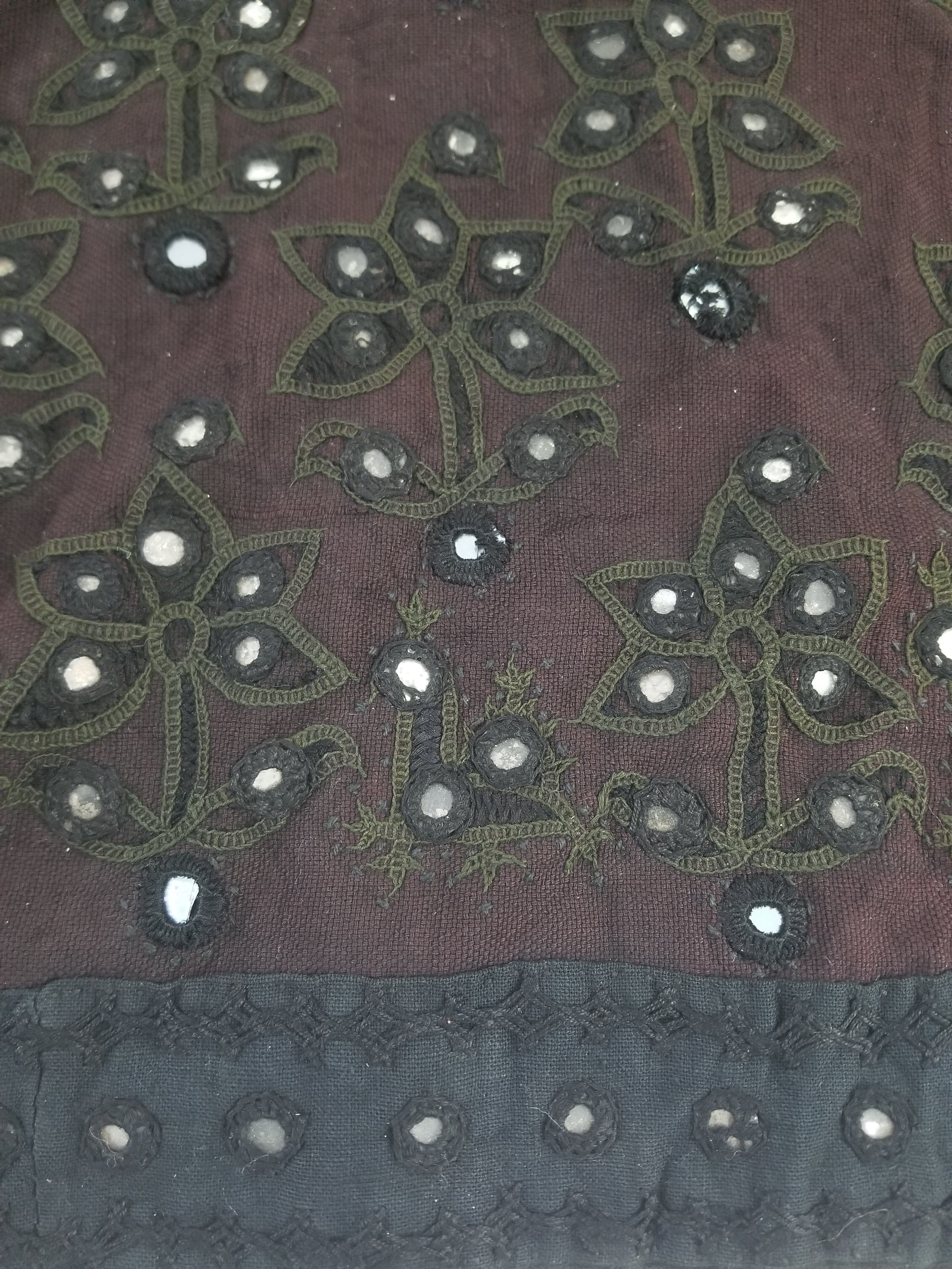 Vintage Traditional Indian Embroidered Mirrorwork Mini Skirt 78x71cm