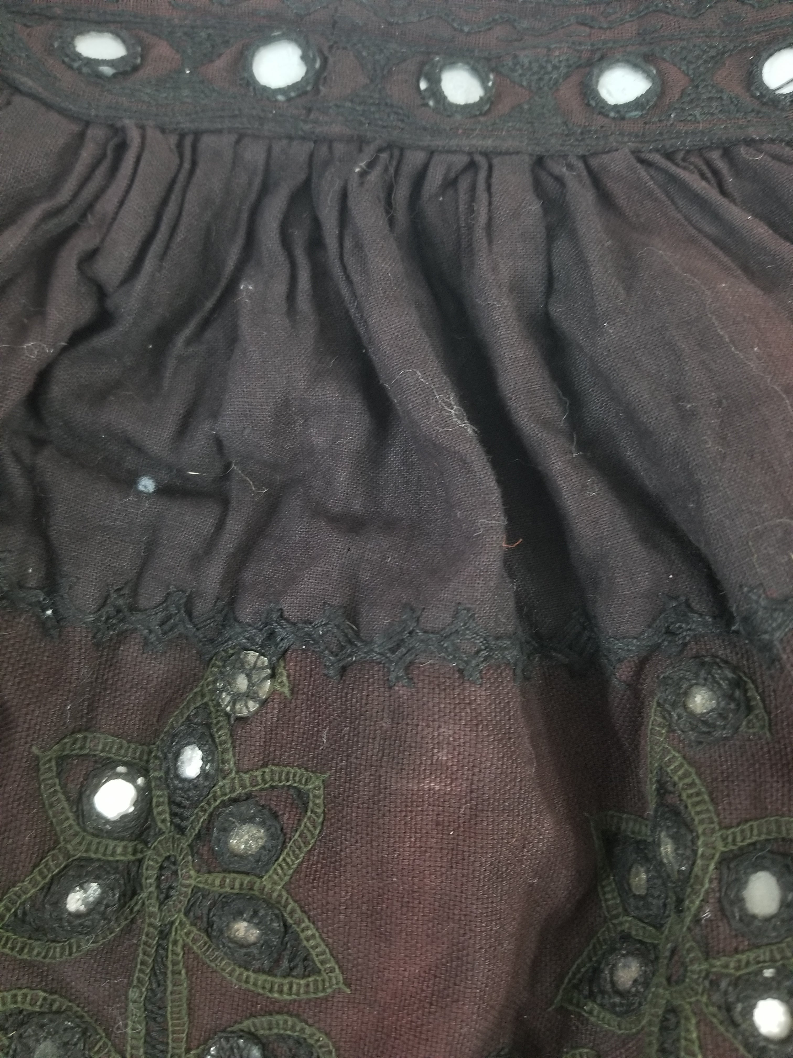 Vintage Traditional Indian Embroidered Mirrorwork Mini Skirt 78x71cm