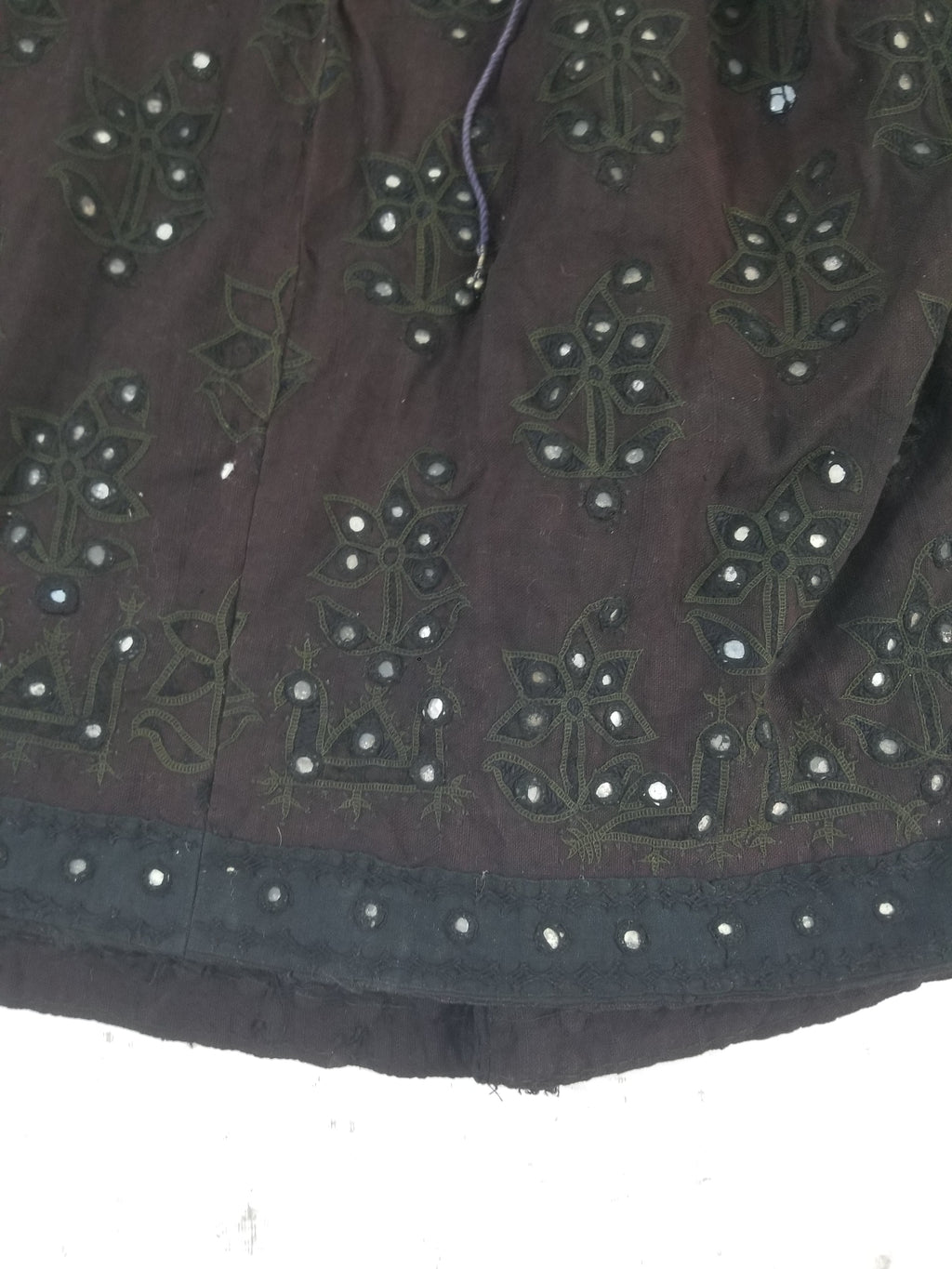 Vintage Traditional Indian Embroidered Mirrorwork Mini Skirt 78x71cm