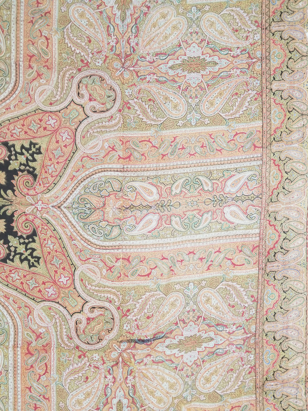 Antique Traditional Indian Paisley Woven Wool Shawl 161x158cm
