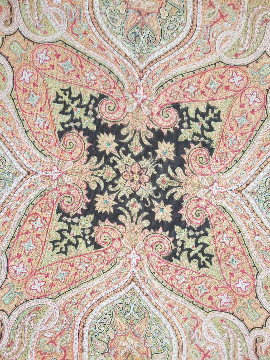 Antique Traditional Indian Paisley Woven Wool Shawl 161x158cm