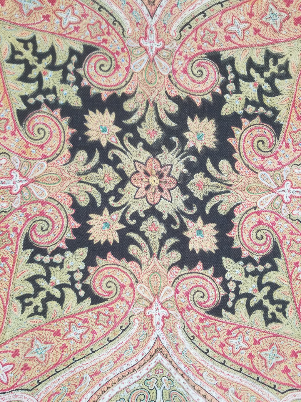 Antique Traditional Indian Paisley Woven Wool Shawl 161x158cm