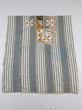 Vintage African Handwoven Indigo Stripe Star Embroidered Kaftan 228x129cm