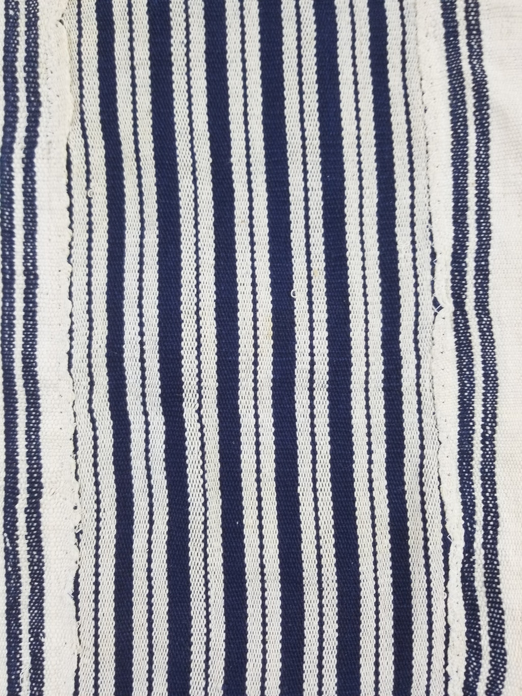 Vintage African Handwoven Indigo Stripe Star Embroidered Kaftan 228x129cm
