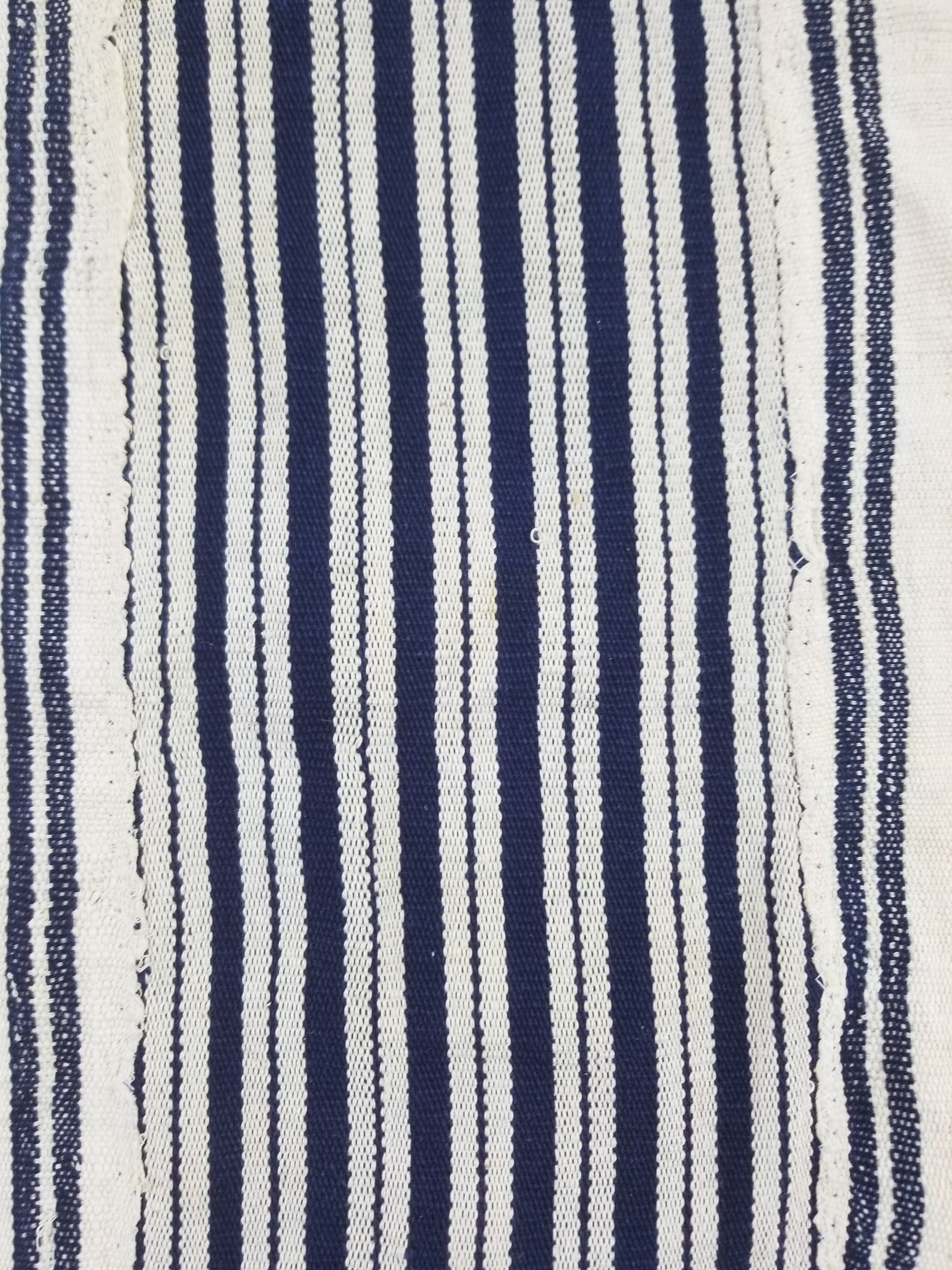 Vintage African Handwoven Indigo Stripe Star Embroidered Kaftan 228x129cm
