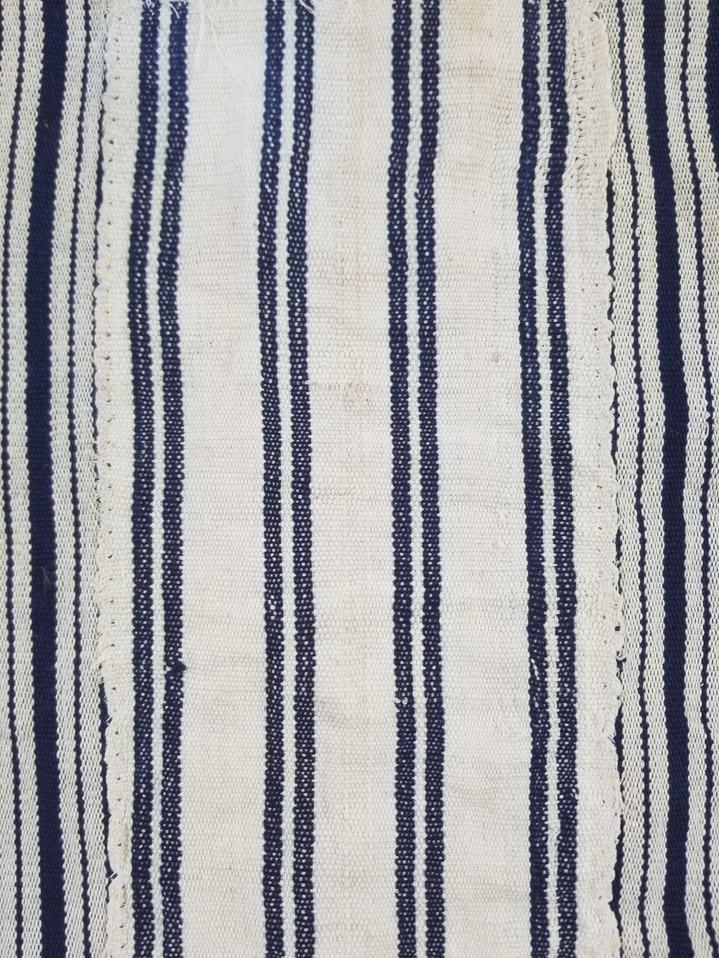 Vintage African Handwoven Indigo Stripe Star Embroidered Kaftan 228x129cm