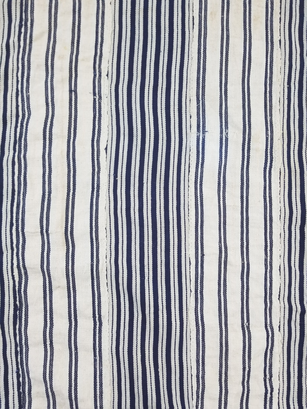 Vintage African Handwoven Indigo Stripe Star Embroidered Kaftan 228x129cm