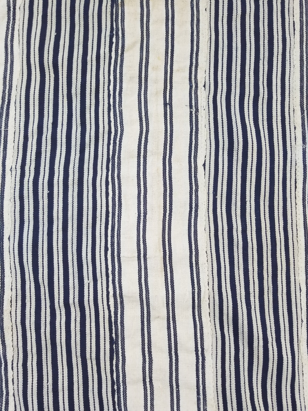 Vintage African Handwoven Indigo Stripe Star Embroidered Kaftan 228x129cm