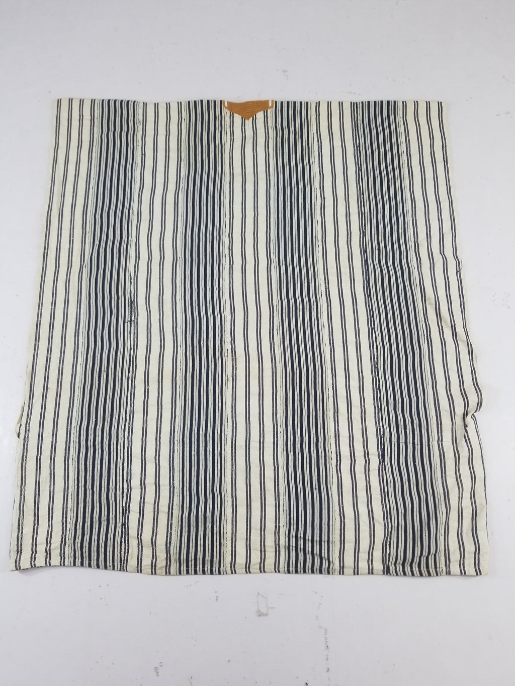 Vintage African Handwoven Indigo Stripe Star Embroidered Kaftan 228x129cm