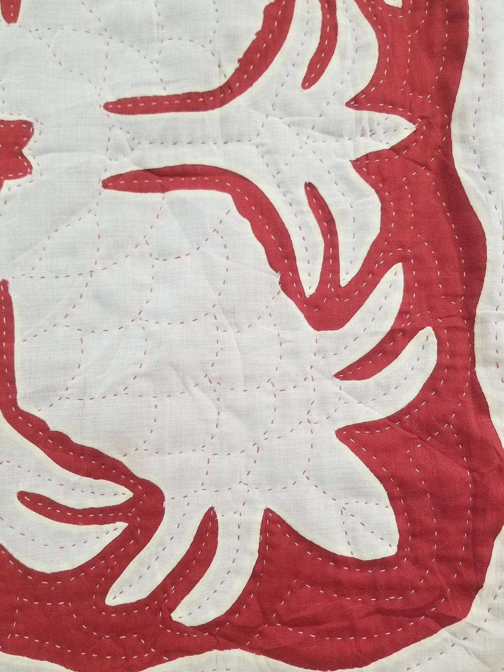 Vintage Traditional Hawaiian Style Hand Applique Quilted Bedspread 267x213cm