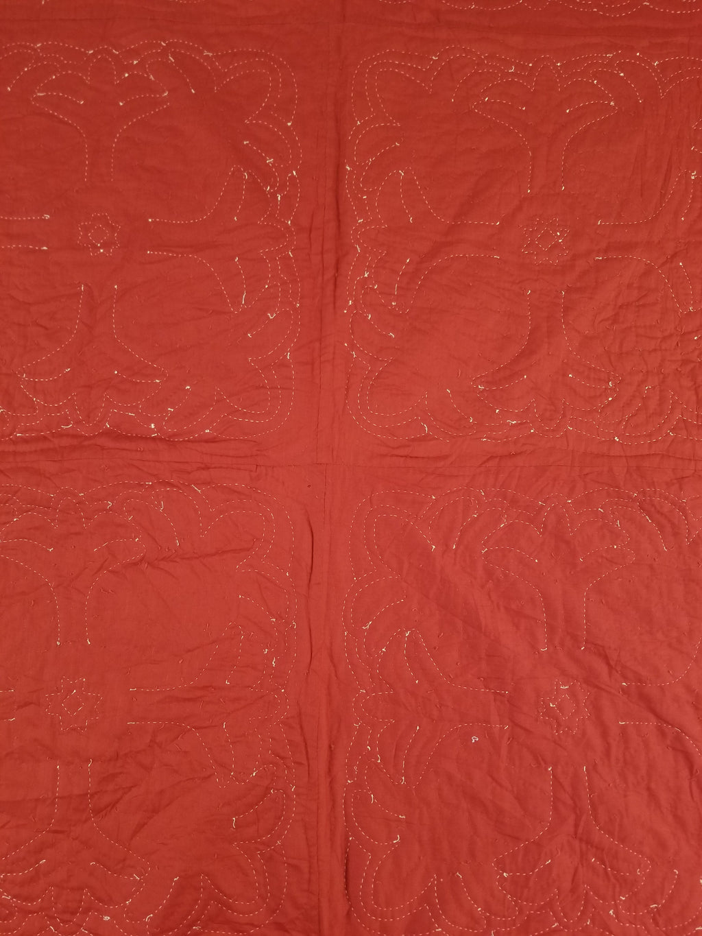 Vintage Traditional Hawaiian Style Hand Applique Quilted Bedspread 267x213cm