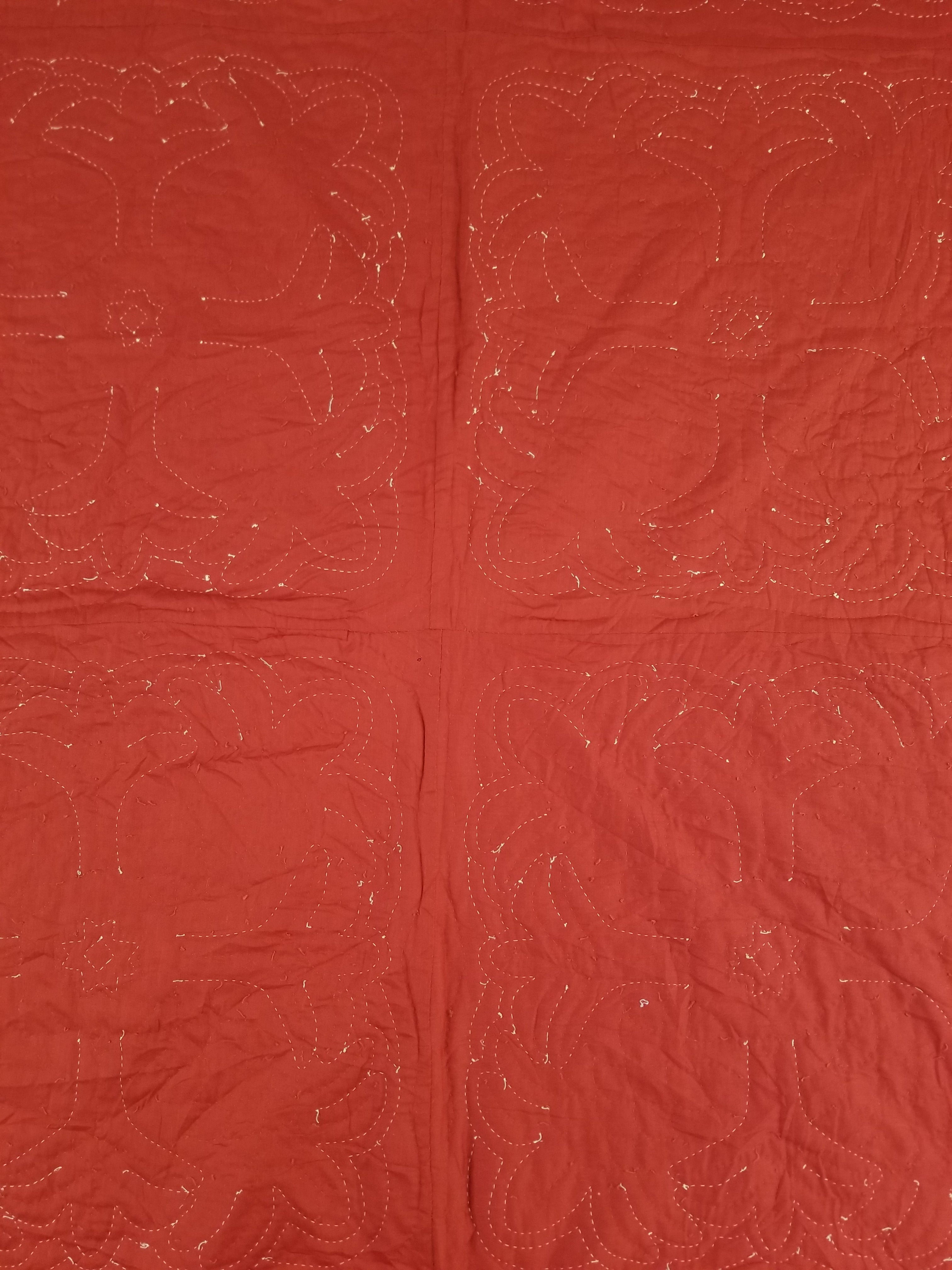 Vintage Traditional Hawaiian Style Hand Applique Quilted Bedspread 267x213cm