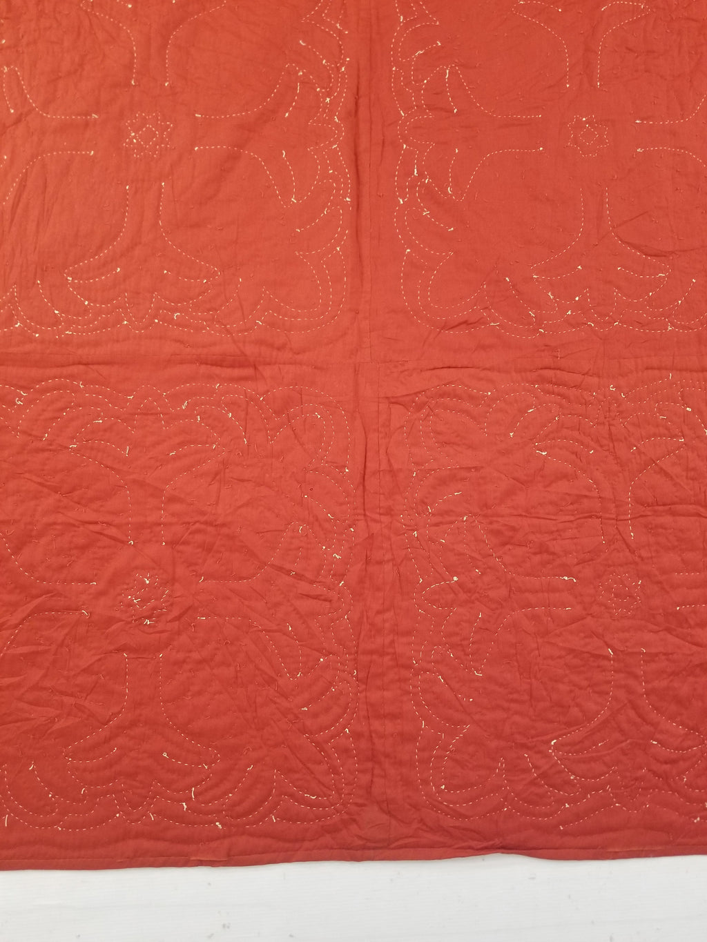 Vintage Traditional Hawaiian Style Hand Applique Quilted Bedspread 267x213cm