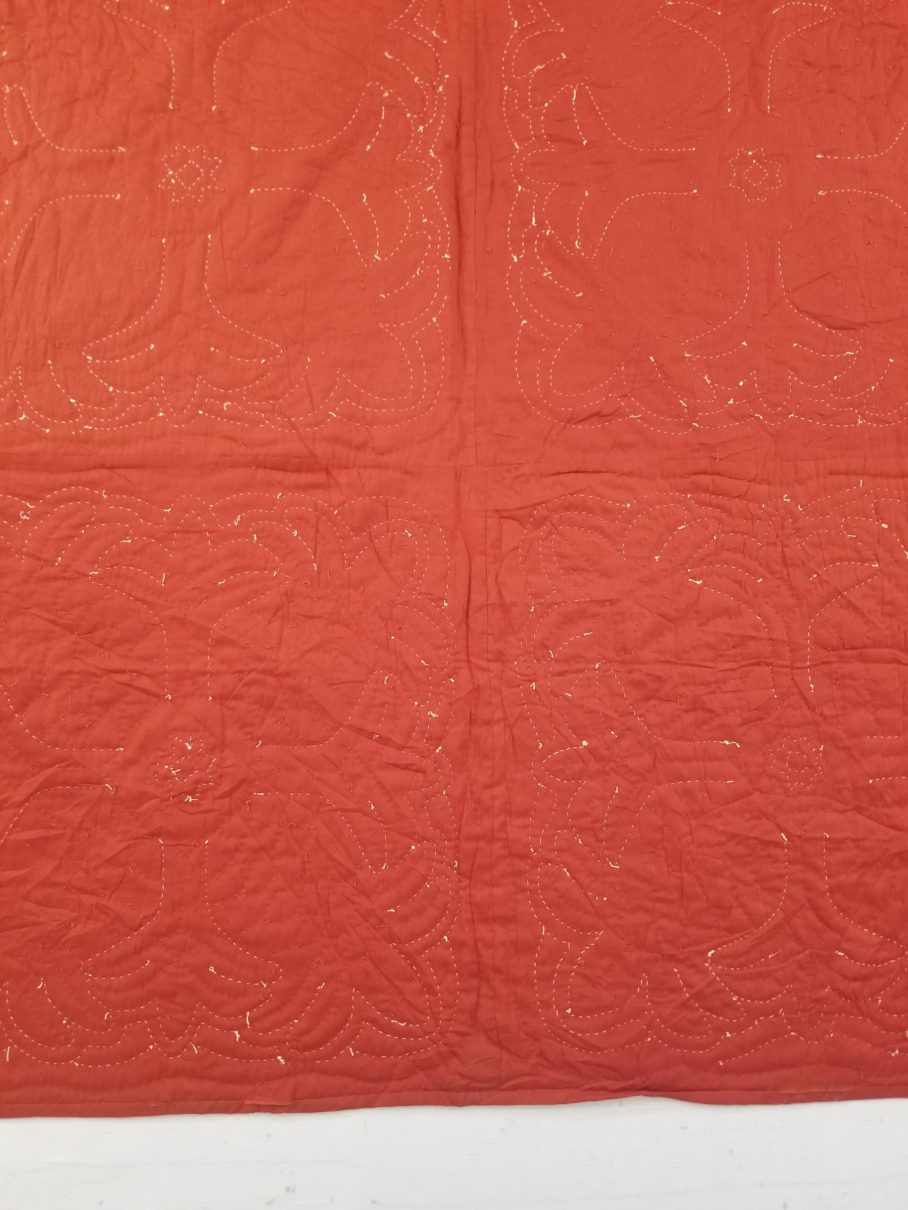 Vintage Traditional Hawaiian Style Hand Applique Quilted Bedspread 267x213cm