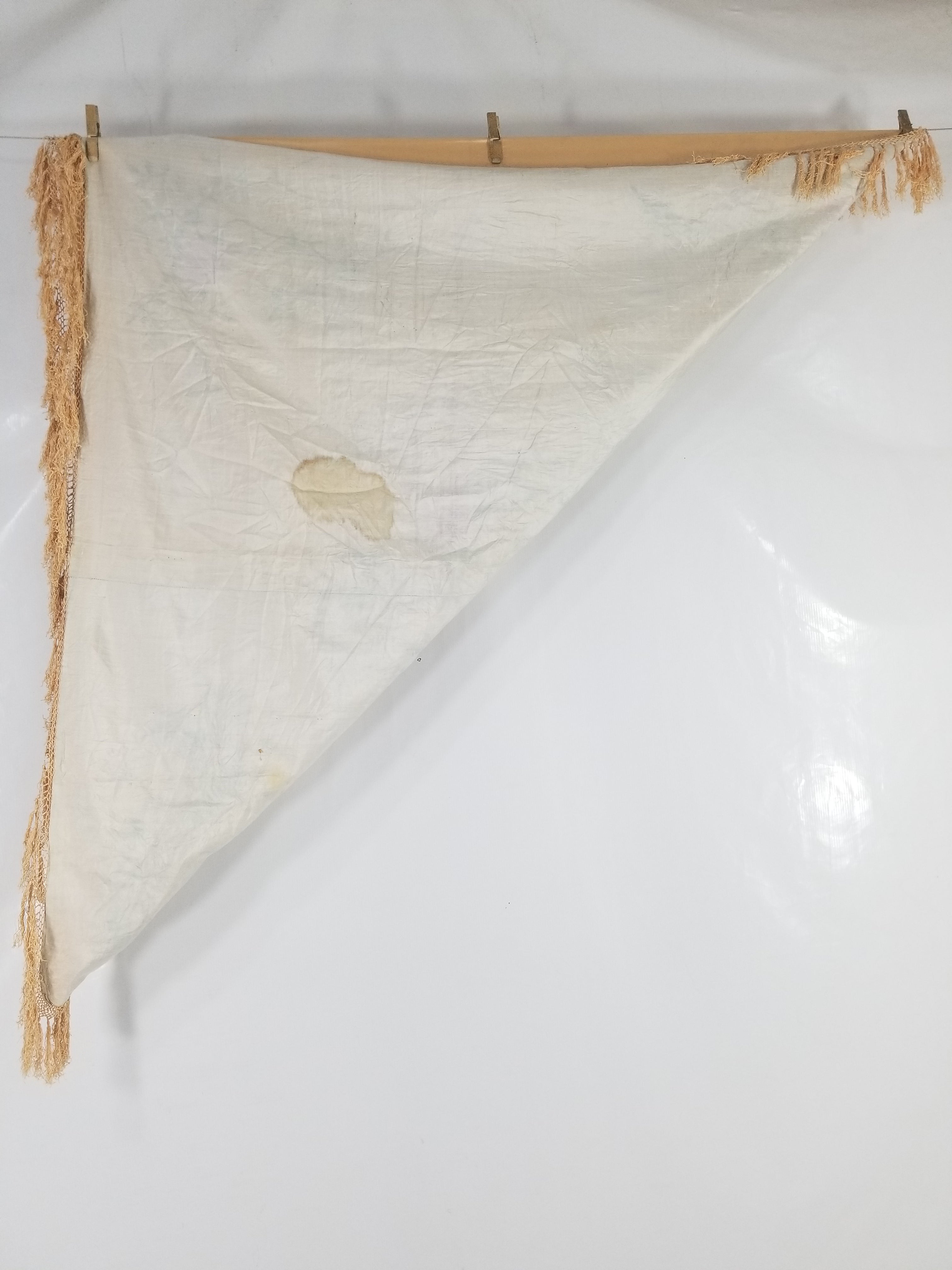 Vintage Chinese Hand Embroidered Floral & Bird Motif Silk Piano Shawl 125x123cm