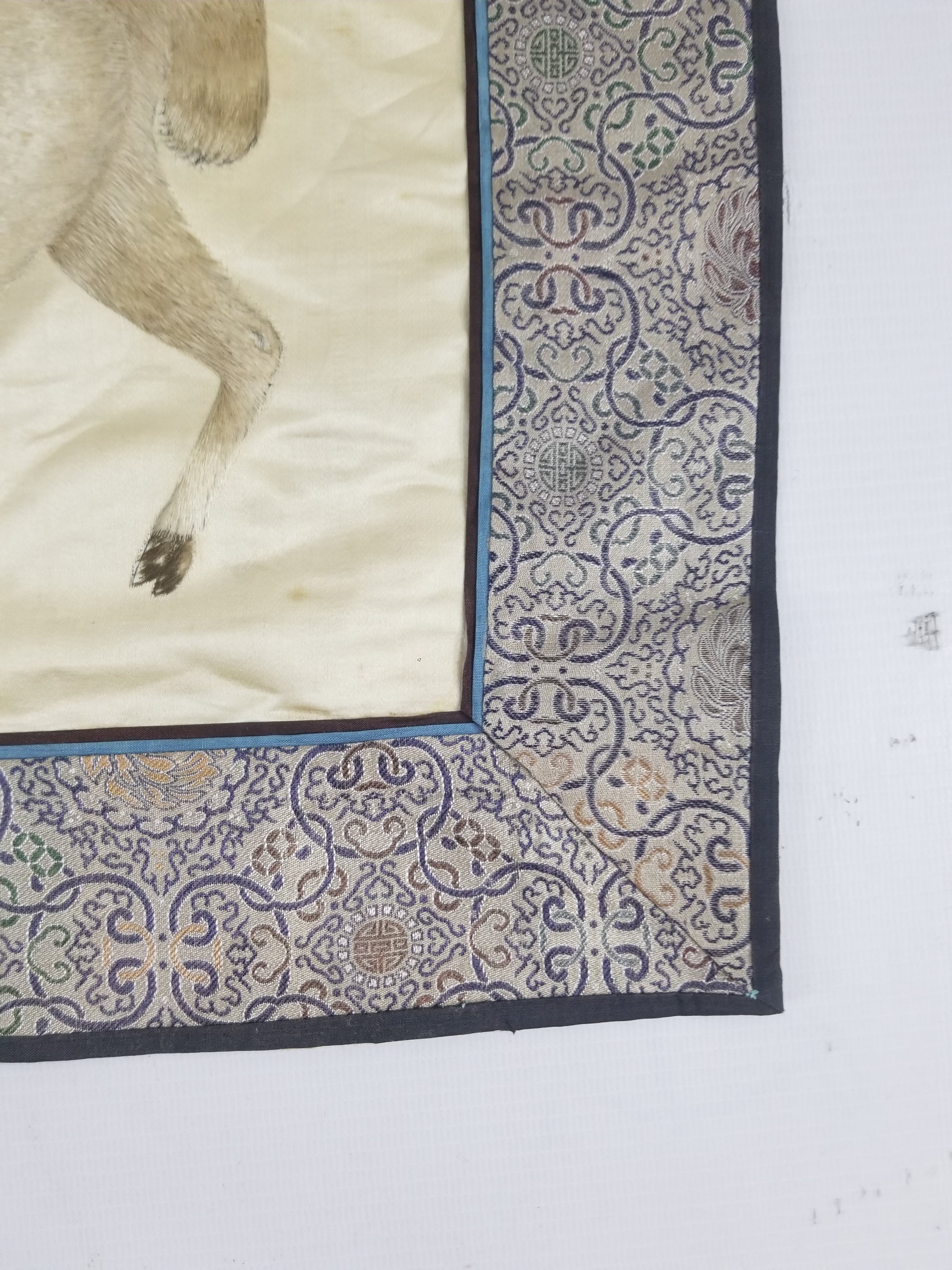 Vintage Chinese Silk Embroidered Sanyang Kaitai Theme Tapestry 69x51cm