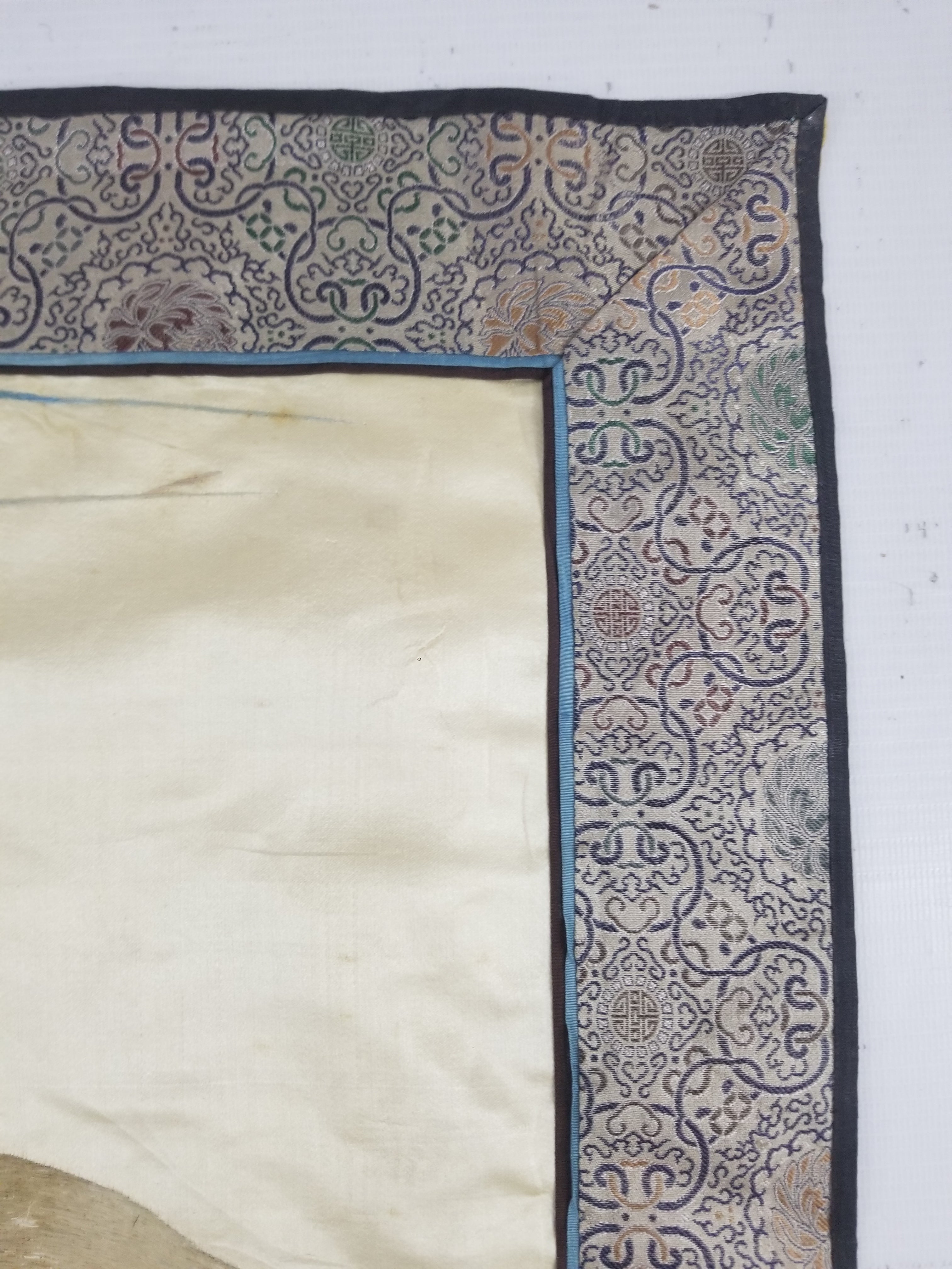 Vintage Chinese Silk Embroidered Sanyang Kaitai Theme Tapestry 69x51cm