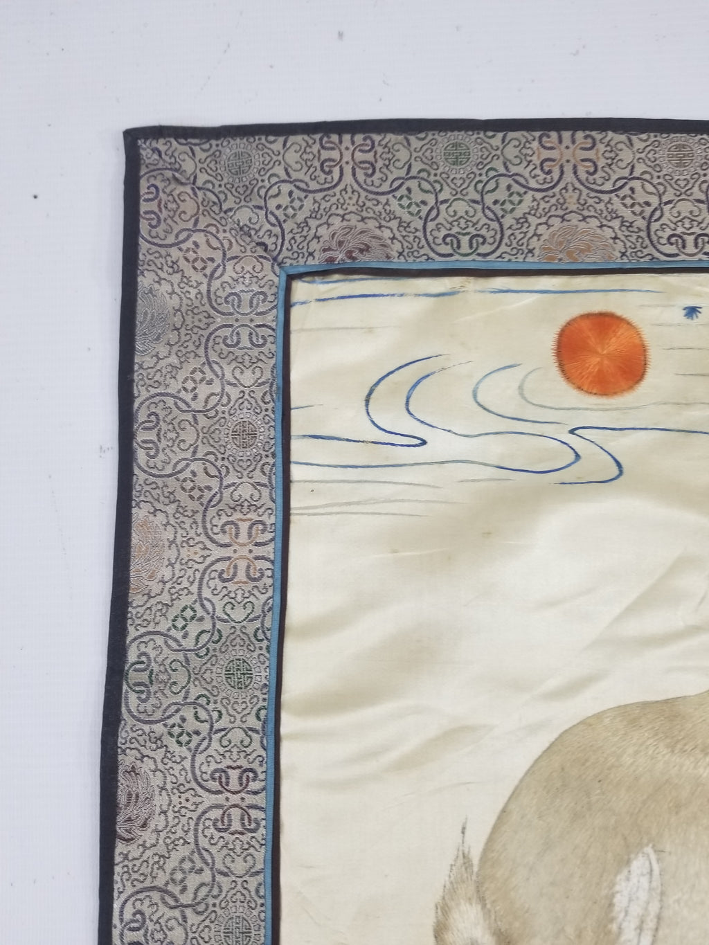 Vintage Chinese Silk Embroidered Sanyang Kaitai Theme Tapestry 69x51cm