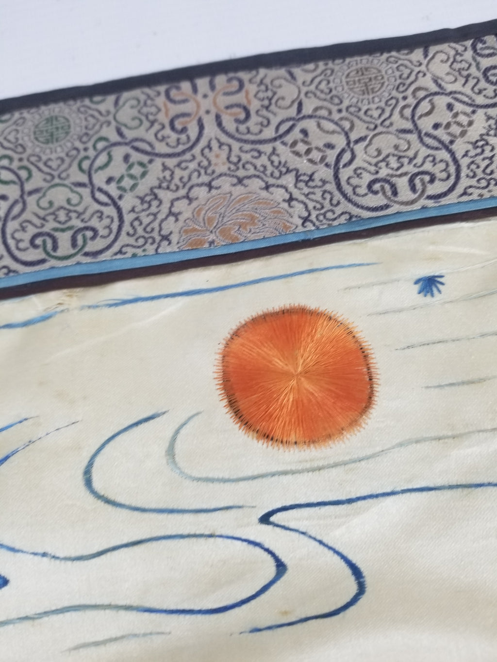Vintage Chinese Silk Embroidered Sanyang Kaitai Theme Tapestry 69x51cm