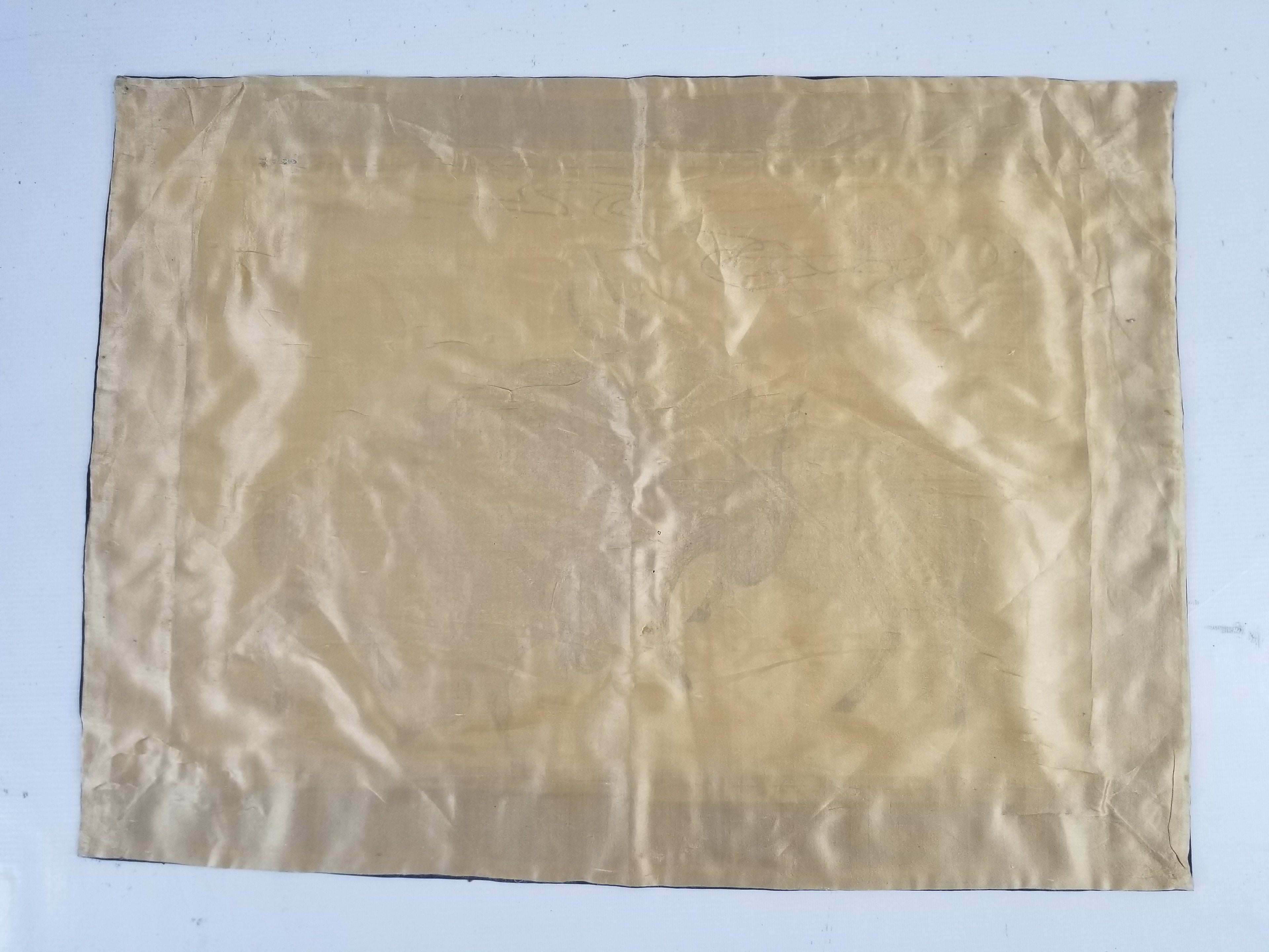 Vintage Chinese Silk Embroidered Sanyang Kaitai Theme Tapestry 69x51cm