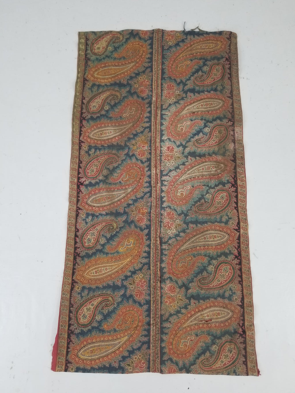 Vintage French Kashmiri Inspired Paisley Woven Wool Textile 106x55cm