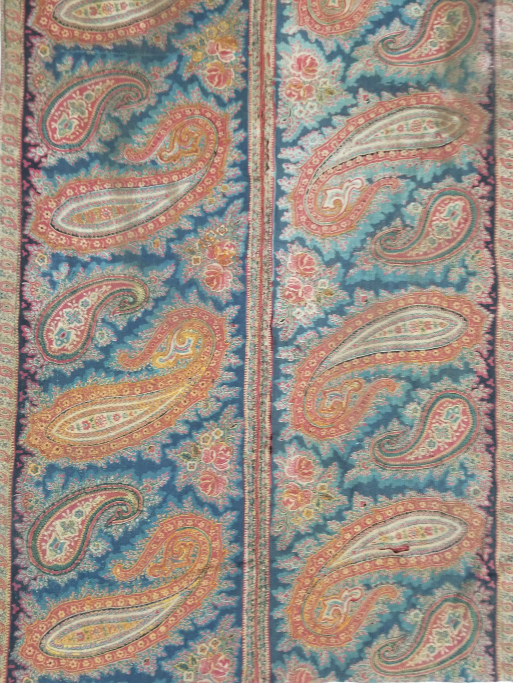 Vintage French Kashmiri Inspired Paisley Woven Wool Textile 106x55cm