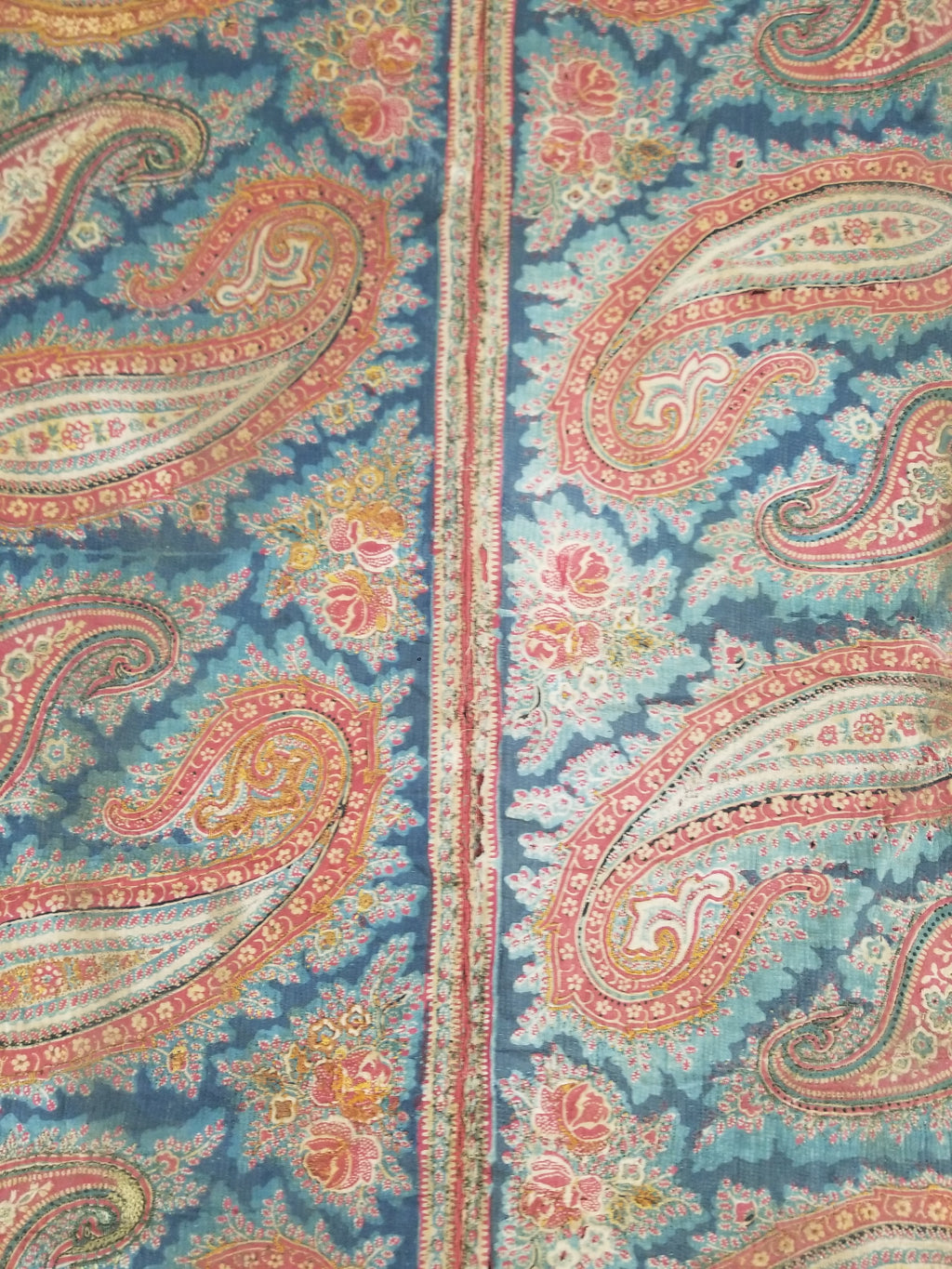 Vintage French Kashmiri Inspired Paisley Woven Wool Textile 106x55cm