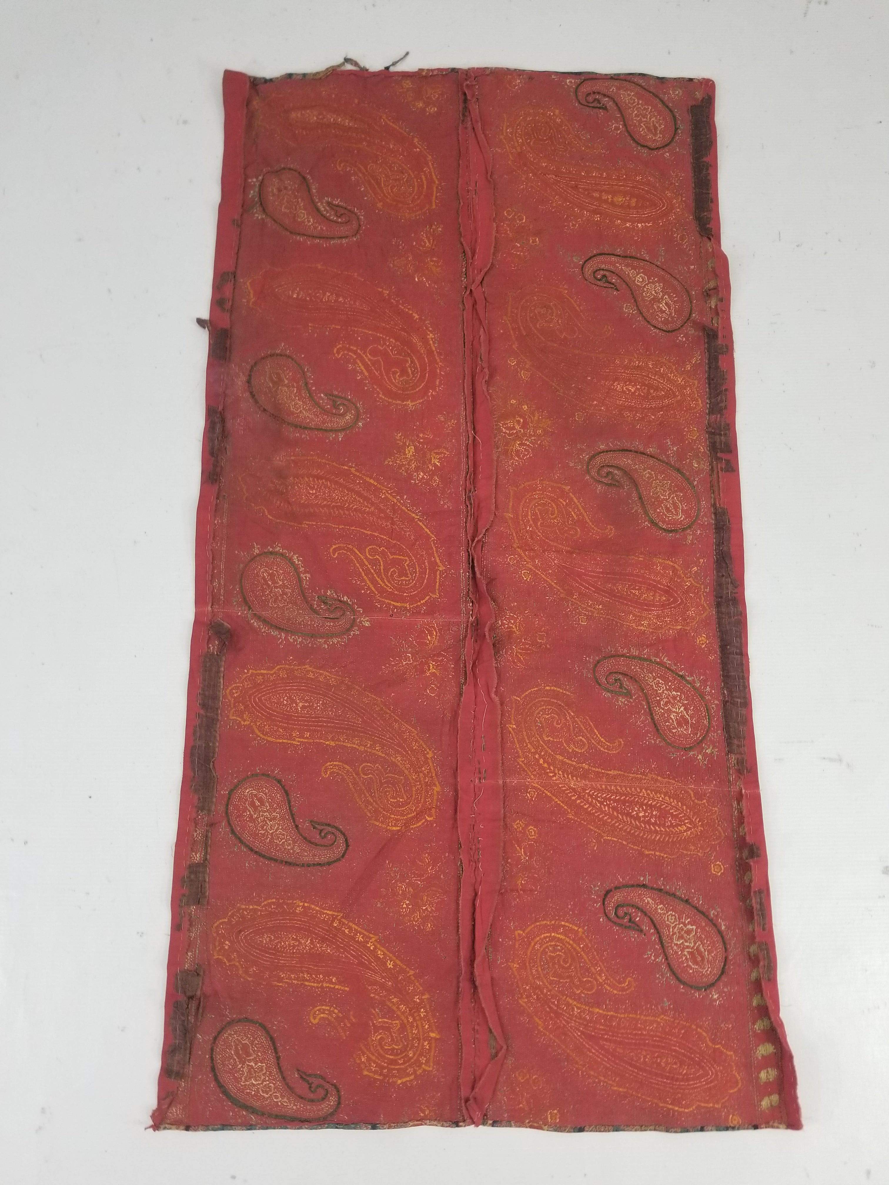 Vintage French Kashmiri Inspired Paisley Woven Wool Textile 106x55cm